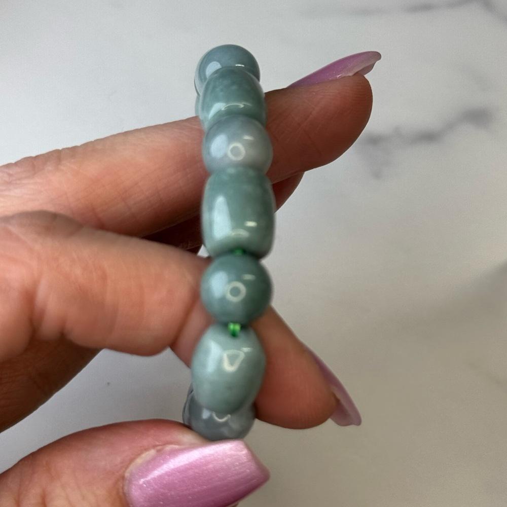 Blue Water Jade Beaded Stretch Bracelet