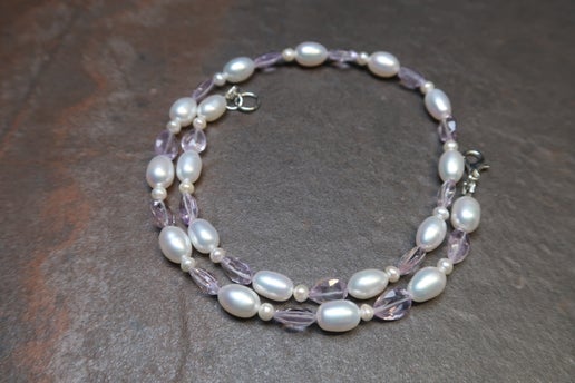 Lavender Amethyst & Pearl Choker