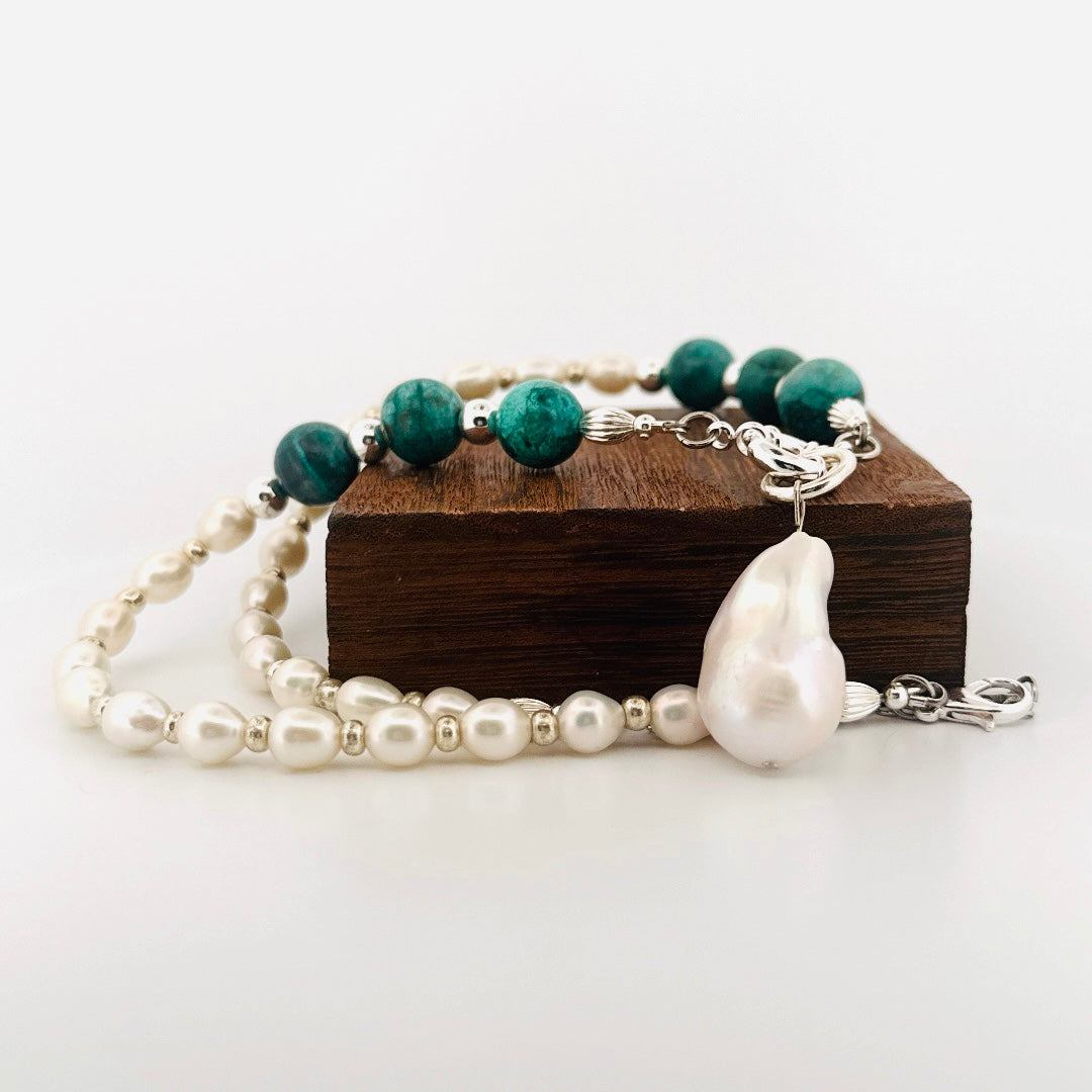 Baroque Pearl Pendant Necklace | Arizona Turquoise & Freshwater Pearl