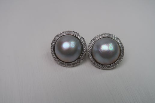 Mabe Saltwater Pearl Studs - Sterling Silver
