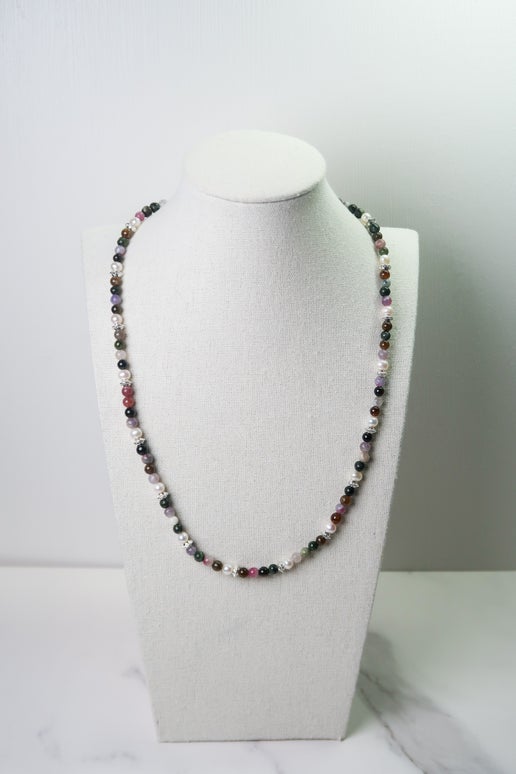 Tourmaline & White Pearls Necklace
