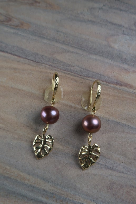 Purple Edison Pearl Earrings