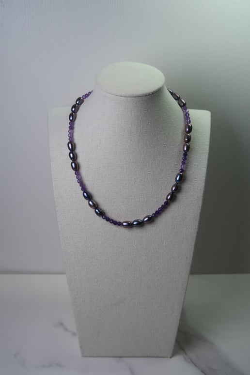 Purple Freshwater Pearls & Amethyst Necklace