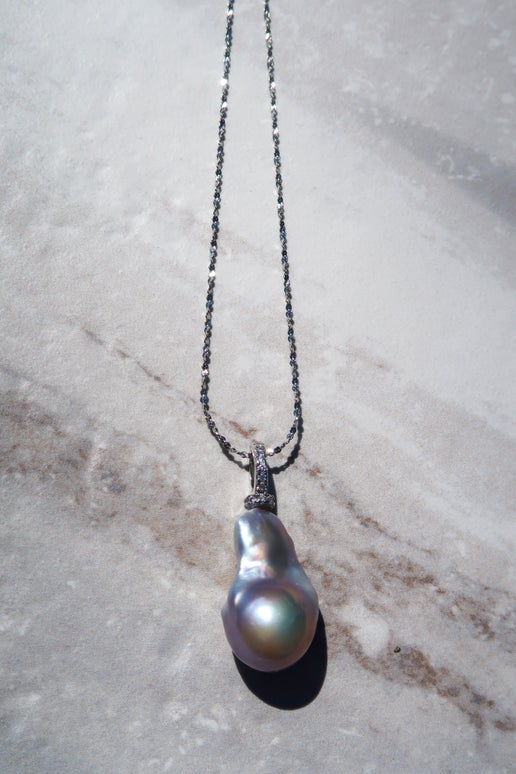 Luminous Silver Blue Baroque Pearl Pendant