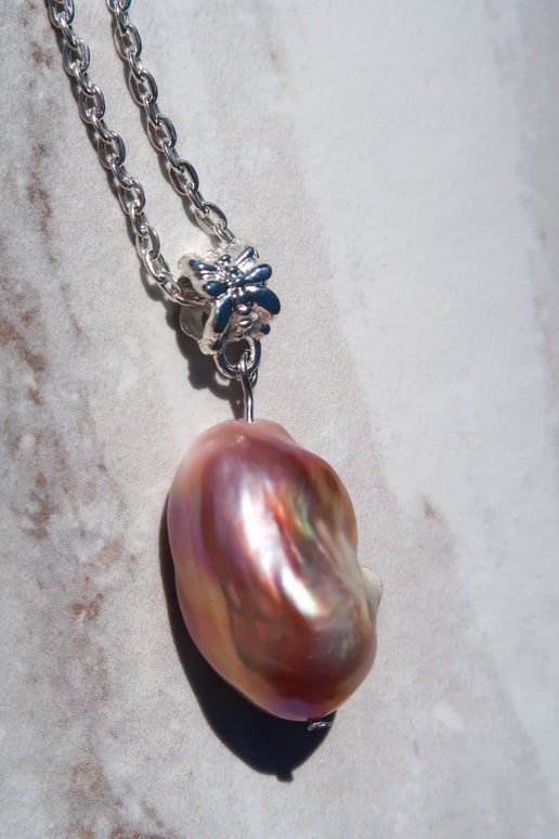 Natural Pink Baroque Pendant Necklace