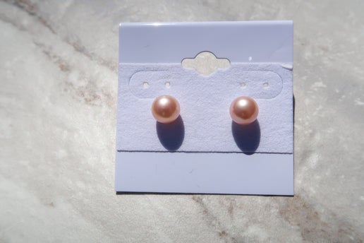 Natural Peachy Pink Pearl Studs