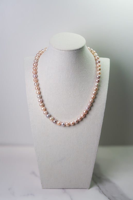 Natural Candy Pastel Round Pearl Necklace
