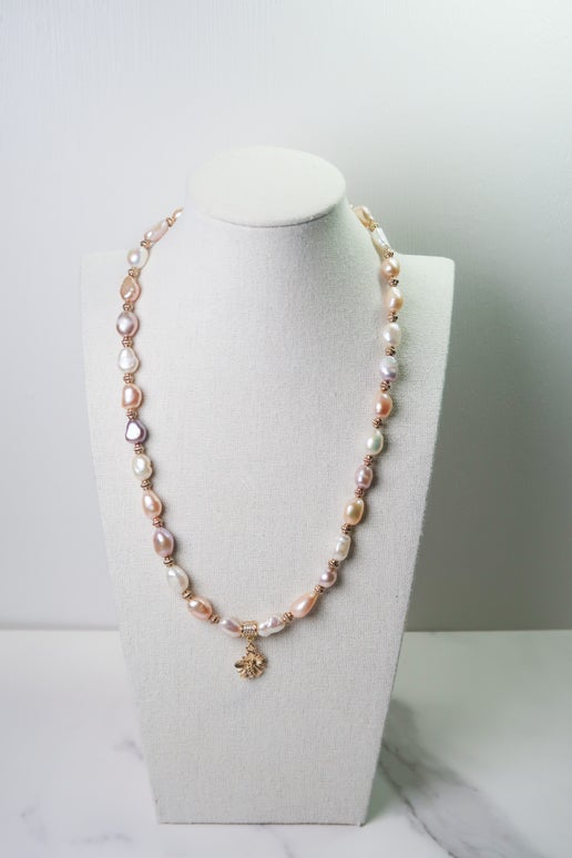 Flower Pearl Charm Necklace
