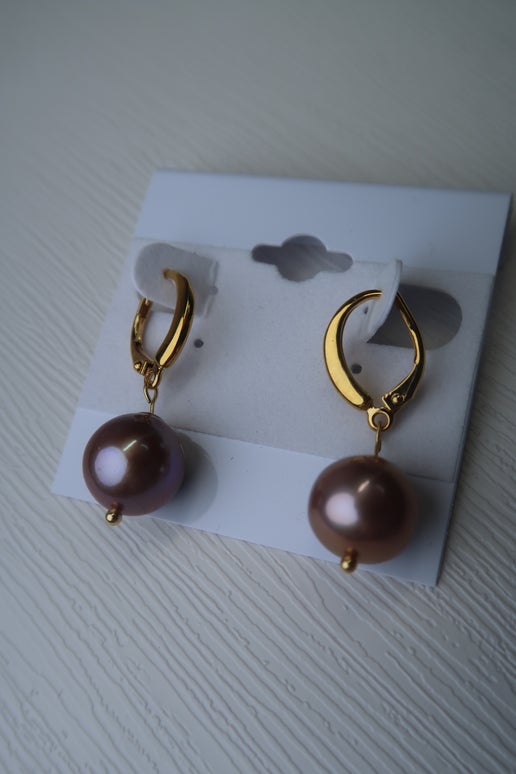 Purple Edison Freshwater Pearl Hoop Earrings!🌟