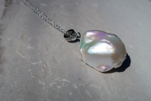 HQ White Baroque Sterling Silver Necklace