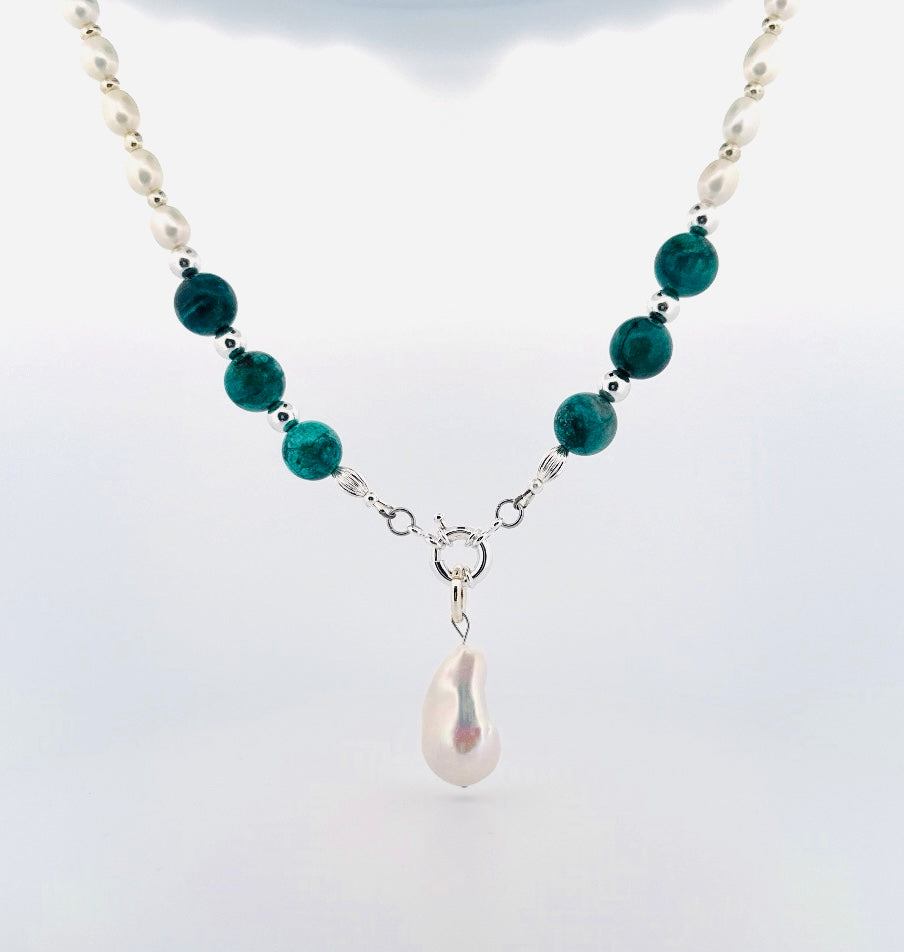 Baroque Pearl Pendant Necklace | Arizona Turquoise & Freshwater Pearl