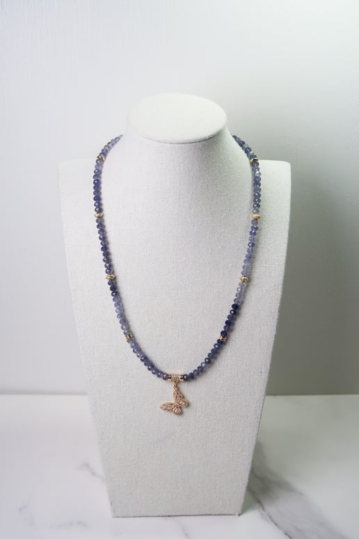 Iolite & Butterfly Charm Necklace