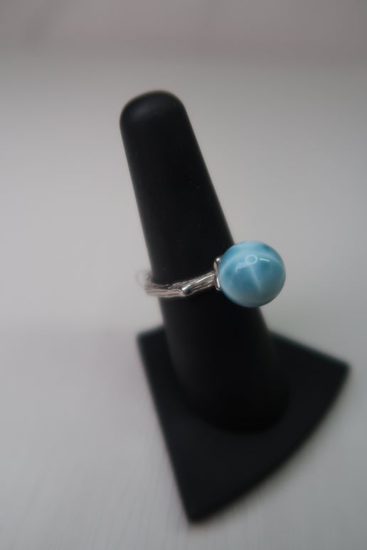 High Quality Larimar Sterling Silver Ring - Adjustable Band