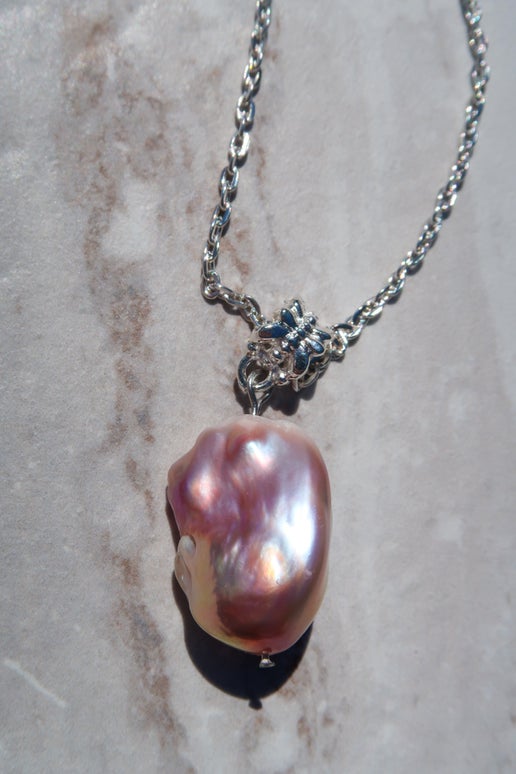 Natural Pink Baroque Pendant Necklace
