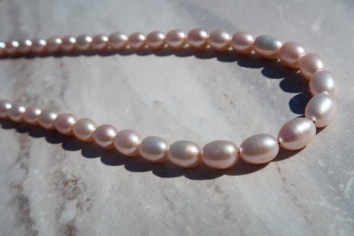 High Quality Pastel Pink Pearl (7mm) Necklace - Gold Filled Clasp