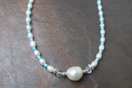 Hubei Turquoise & Pearl Necklace