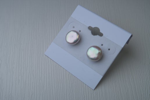 Exquisite Natural White Coin Pearl Stud- Gold Plated 925 Studs