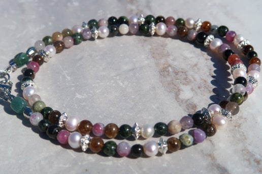 Tourmaline & White Pearls Necklace