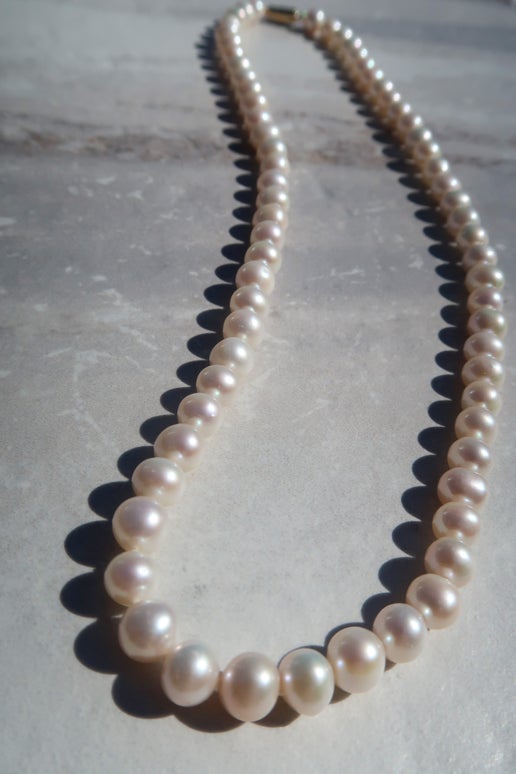 Traditional White Knotted Pearl Necklace