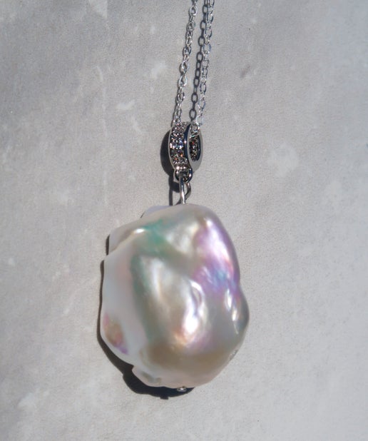 HQ White Baroque Sterling Silver Necklace