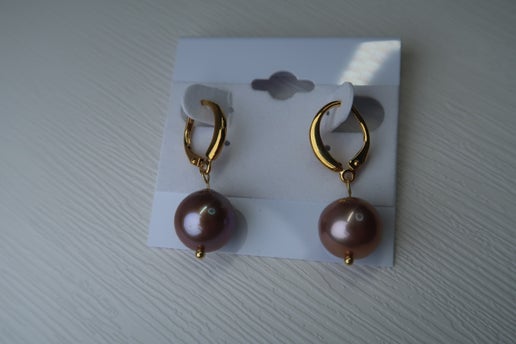 Purple Edison Freshwater Pearl Hoop Earrings!🌟