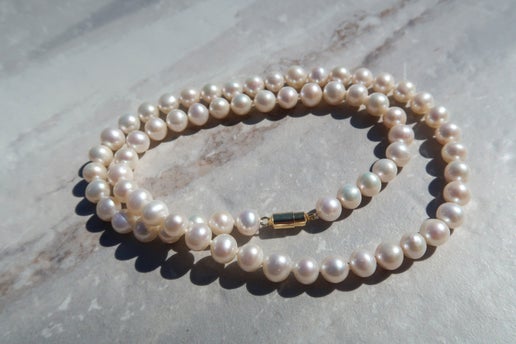 Traditional White Knotted Pearl Necklace