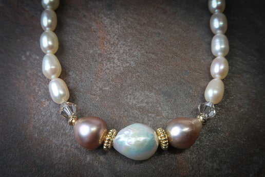 Pink & White Freshwater Pearl Necklace