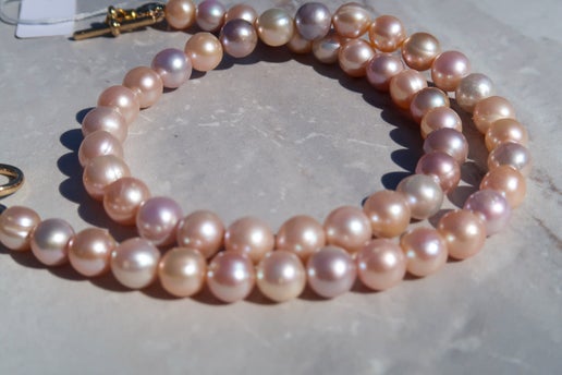 Natural Candy Pastel Round Pearl Necklace