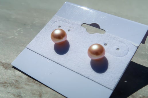 Natural Peachy Pink Pearl Studs