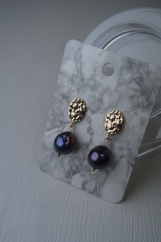 Gorgeous Peacock Purple Edison Freshwater Pearl Earrings