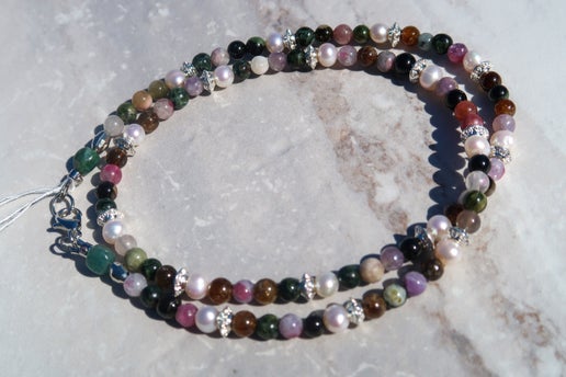 Tourmaline & White Pearls Necklace