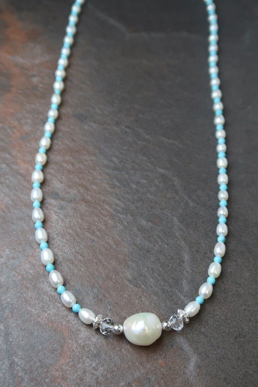 Hubei Turquoise & Pearl Necklace