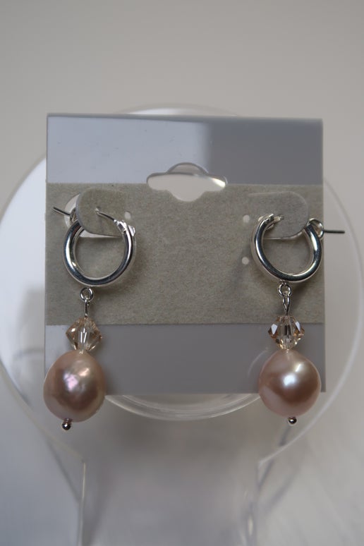Natural Pinky Peach Freshwater Edison Pearl Hoops