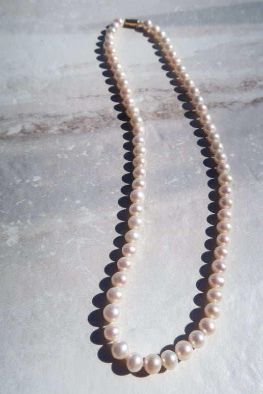 Traditional White Knotted Pearl Necklace