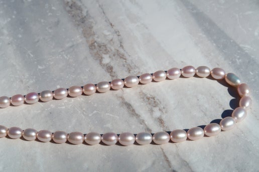 High Quality Pastel Pink Pearl (7mm) Necklace - Gold Filled Clasp