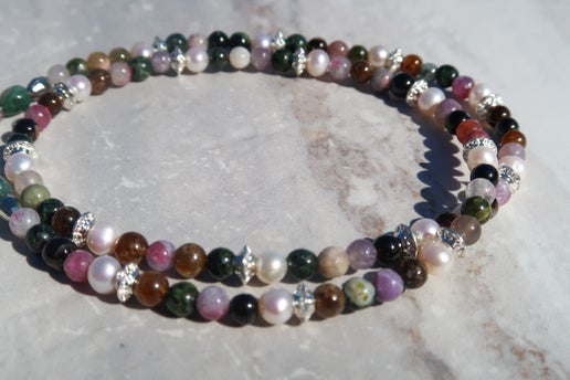 Tourmaline & White Pearls Necklace