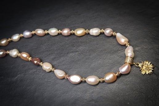 Flower Pearl Charm Necklace