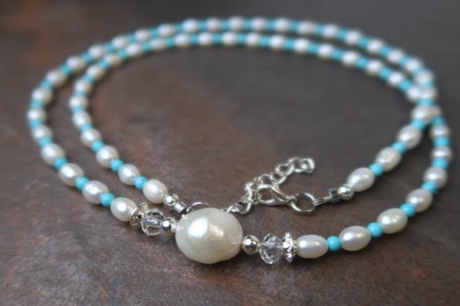 Hubei Turquoise & Pearl Necklace