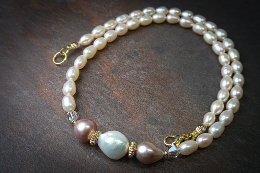 Pink & White Freshwater Pearl Necklace