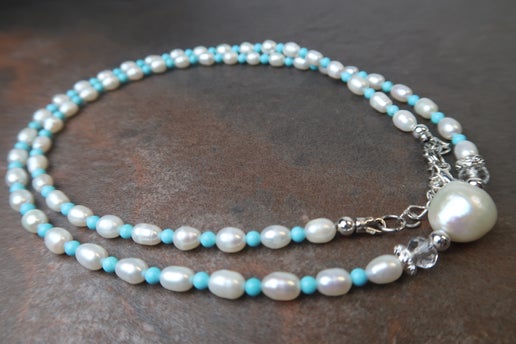 Hubei Turquoise & Pearl Necklace