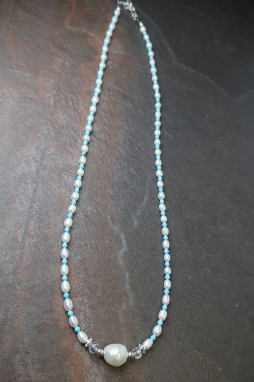 Hubei Turquoise & Pearl Necklace