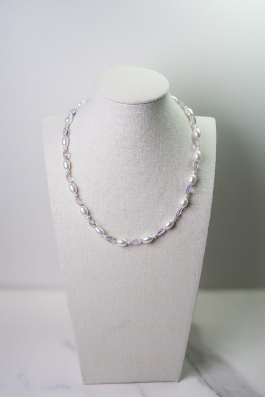 Lavender Amethyst & Pearl Choker