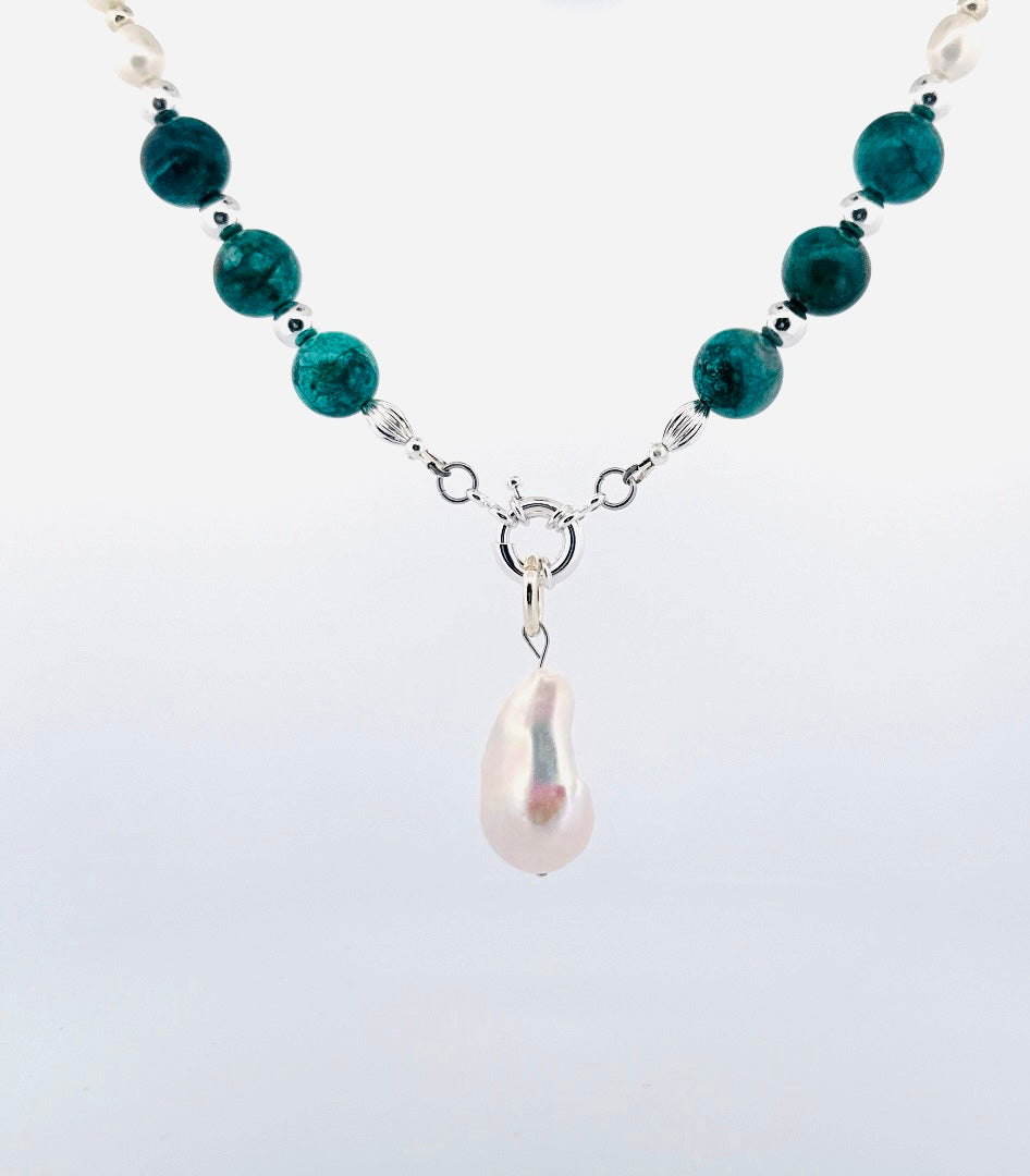 Baroque Pearl Pendant Necklace | Arizona Turquoise & Freshwater Pearl