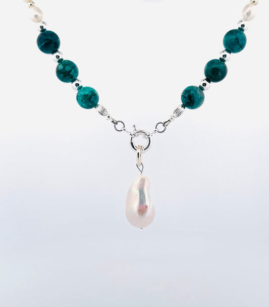 Baroque Pearl Pendant Necklace | Arizona Turquoise & Freshwater Pearl