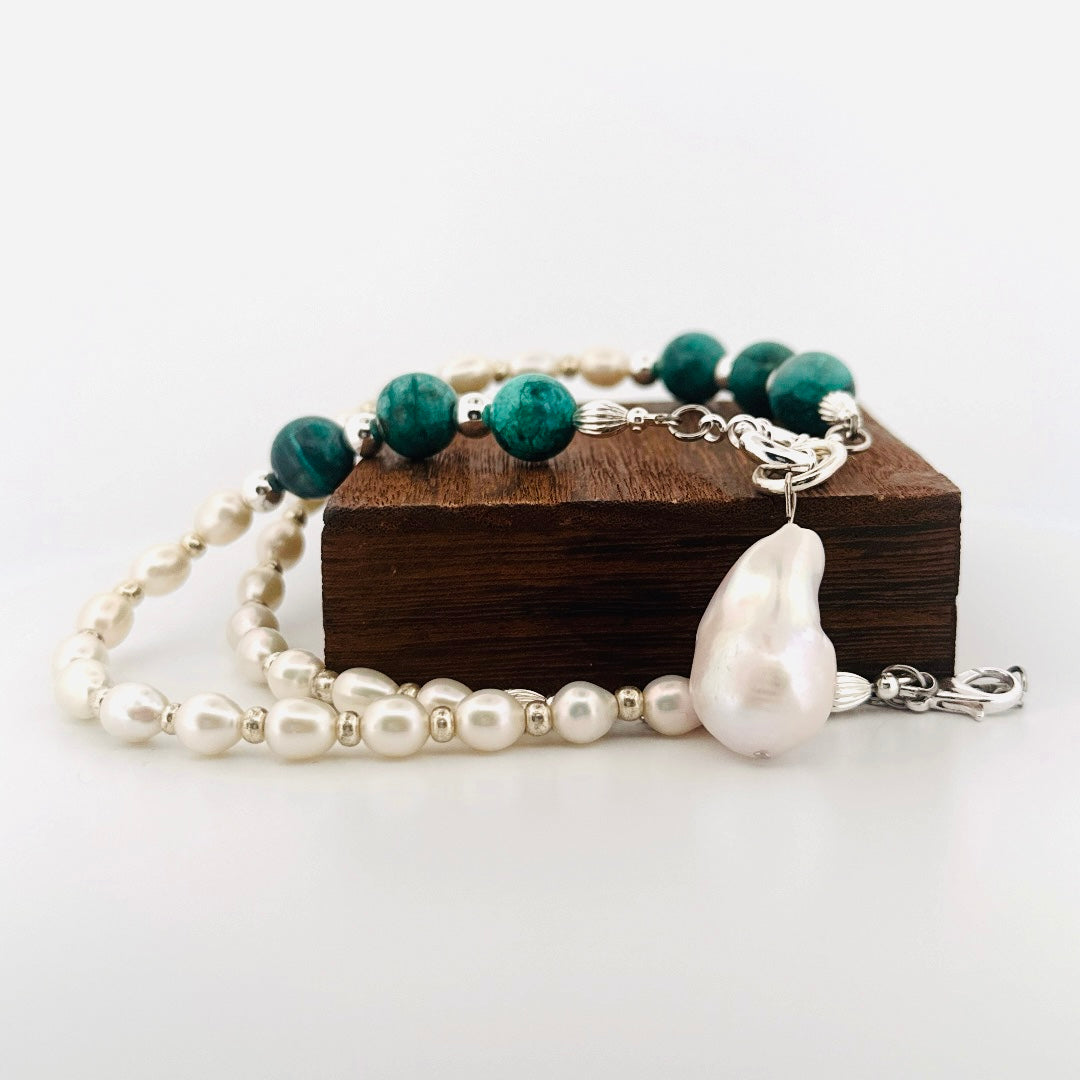 Baroque Pearl Pendant Necklace | Arizona Turquoise & Freshwater Pearl