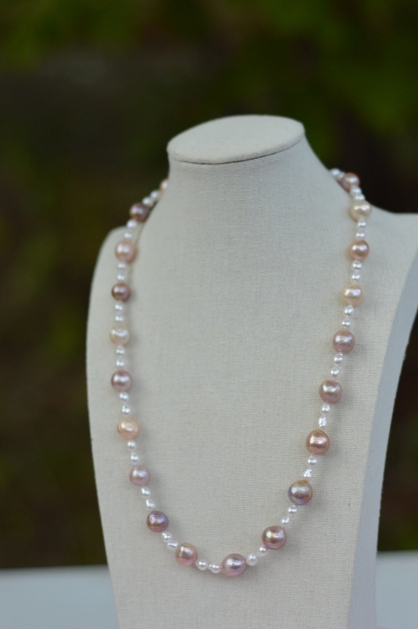 Candy Colored Metallic Edison Pearl Necklace – 21–23.5" Sterling Silver Clasp