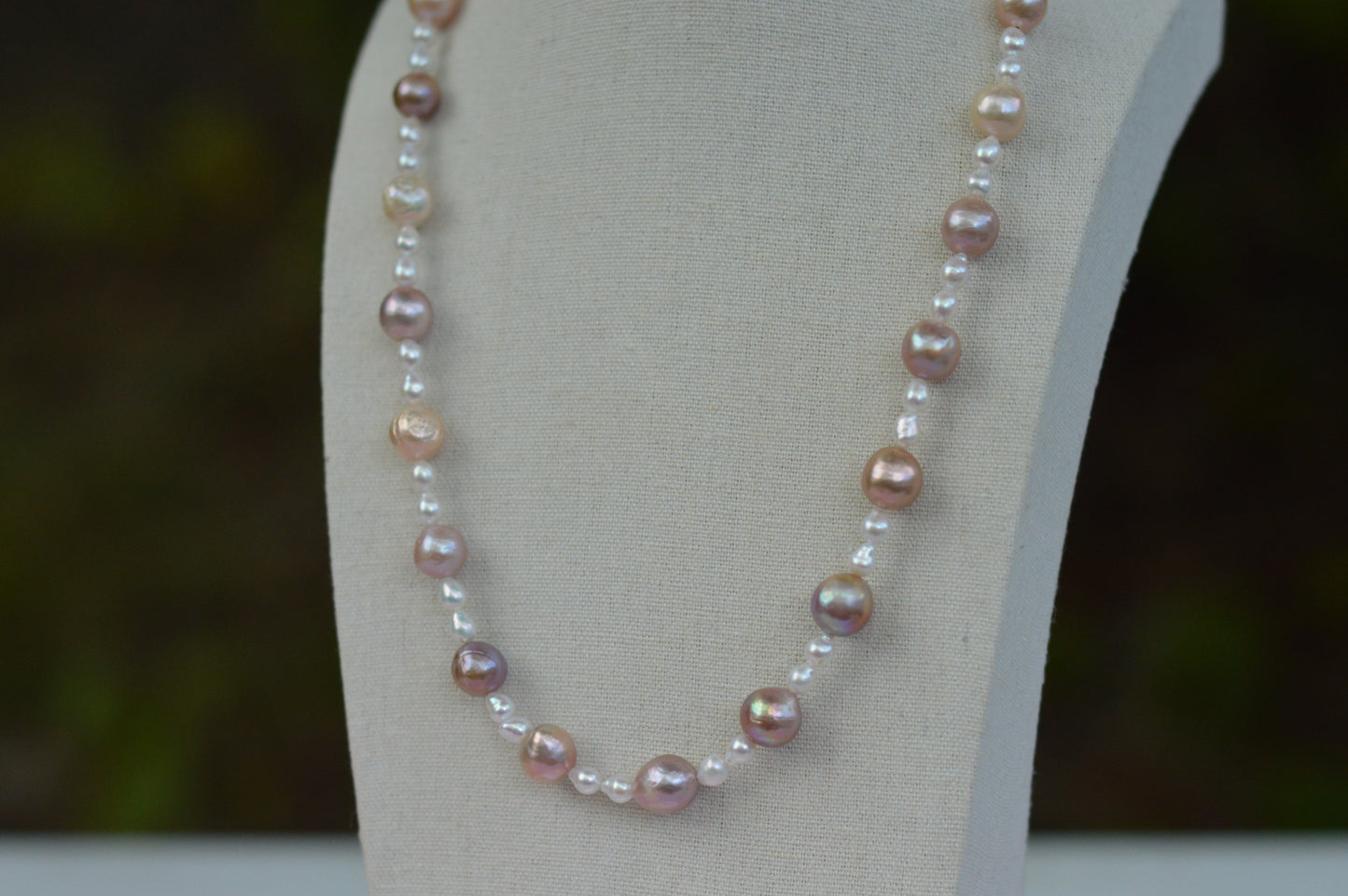 Candy Colored Metallic Edison Pearl Necklace – 21–23.5" Sterling Silver Clasp