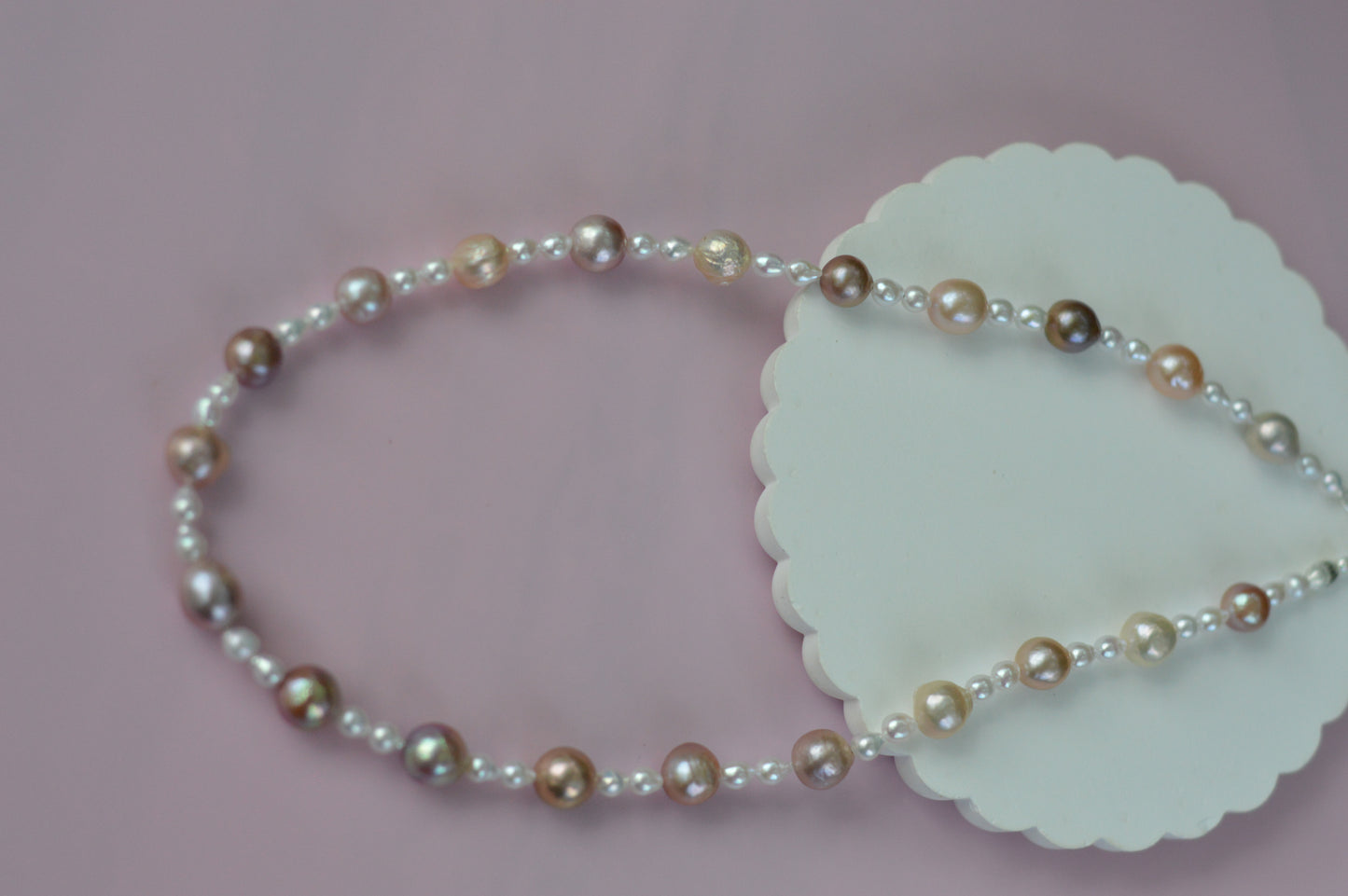 Candy Colored Metallic Edison Pearl Necklace – 21–23.5" Sterling Silver Clasp