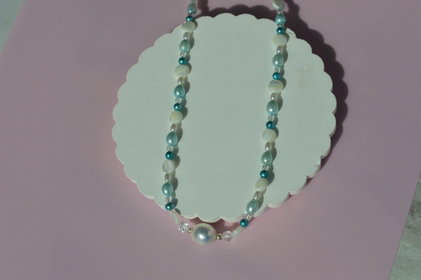 Freshwater Pearl, Natural Topaz, Mother of Pearl & Edison Pearl Necklace – 19.5"