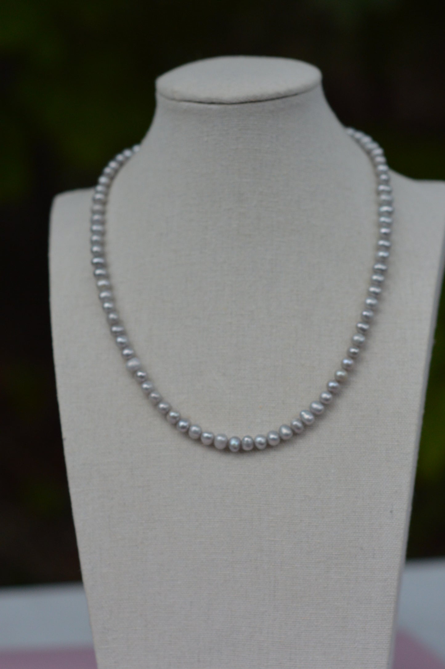 Silver Freshwater Pearl Necklace: Unisex Minimalist Jewelry 17"